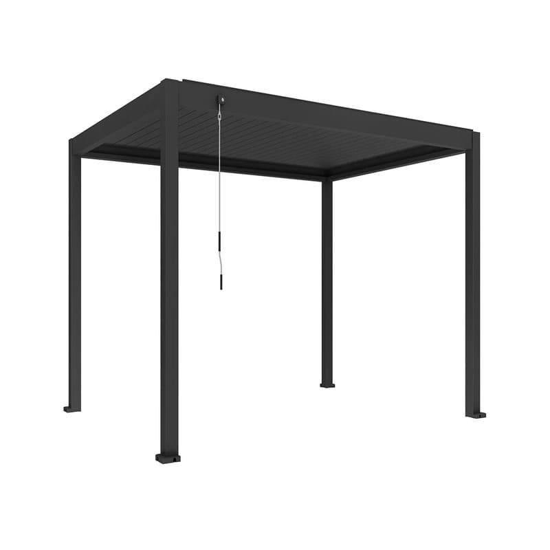 Luxi Living Atlantic Manual Freestanding Louvre Roof Aluminium Pergola - 3x2m  charcoal pergola on white background