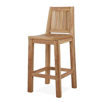East India Teak Bar Stool with Back front angle view