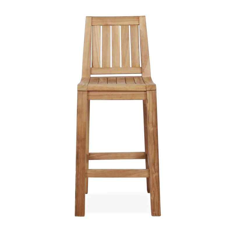 East India Teak Bar Stool with Back (Set of 2) — Bespoke Backyards