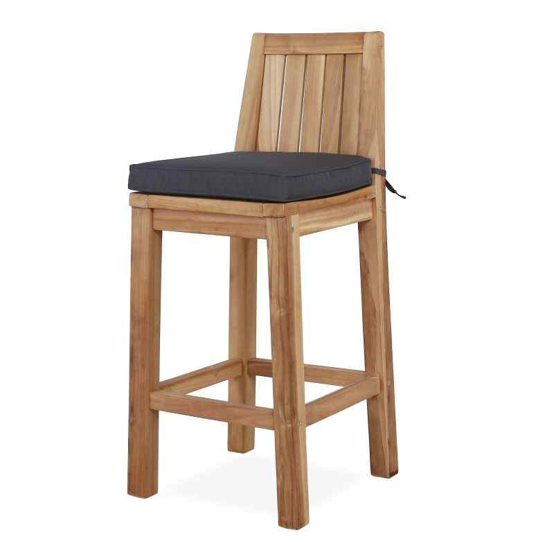 East India Teak Bar Stool with Back (Set of 2) - Main Image