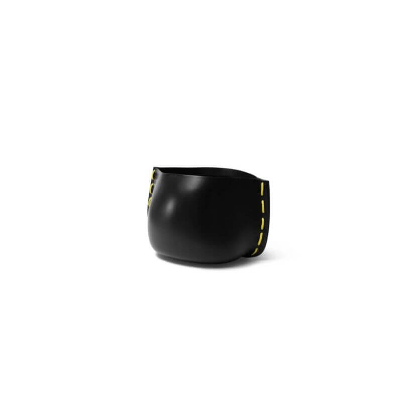 Blinde Design Stitch 25 Concrete Planter Graphite Yellow Stitch
