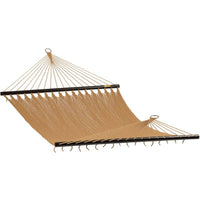 Caribbean Hand Woven Polyester Rope Hammock in Tan on white background