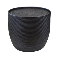 Black Caribbean Rattan Side Table Without Glass Top