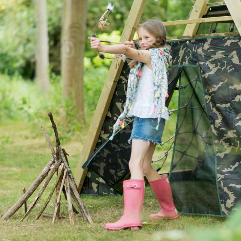 Climbing Pyramid Wooden Climbing Frame gild playing with Bow and arrow
