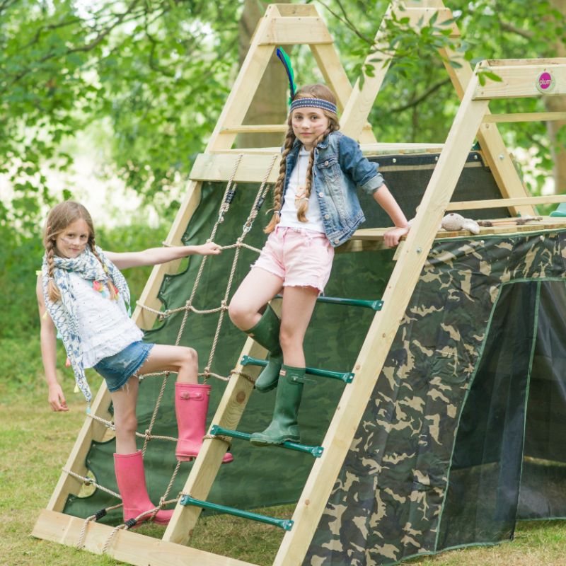 Climbing Pyramid Wooden Climbing Frame girls playing