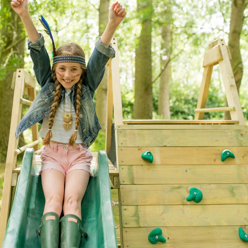 Climbing Pyramid Wooden Climbing Frame kids on slide
