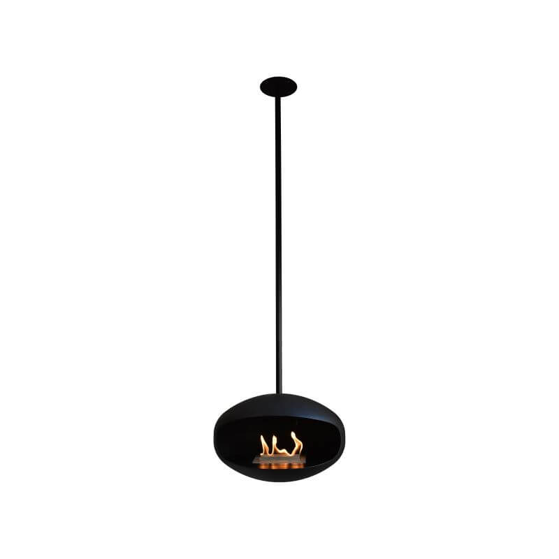 Cocoon Aeris Black Hanging Fireplace full view