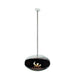 Cocoon Aeris Ethanol Fireplace in Stainless Steel with Angled Ceiling Bracket