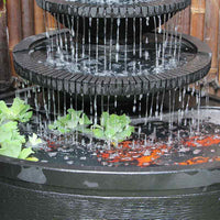 Corner Bowl Fountain Charcoal Close UpCorner bown fountain close up into pond