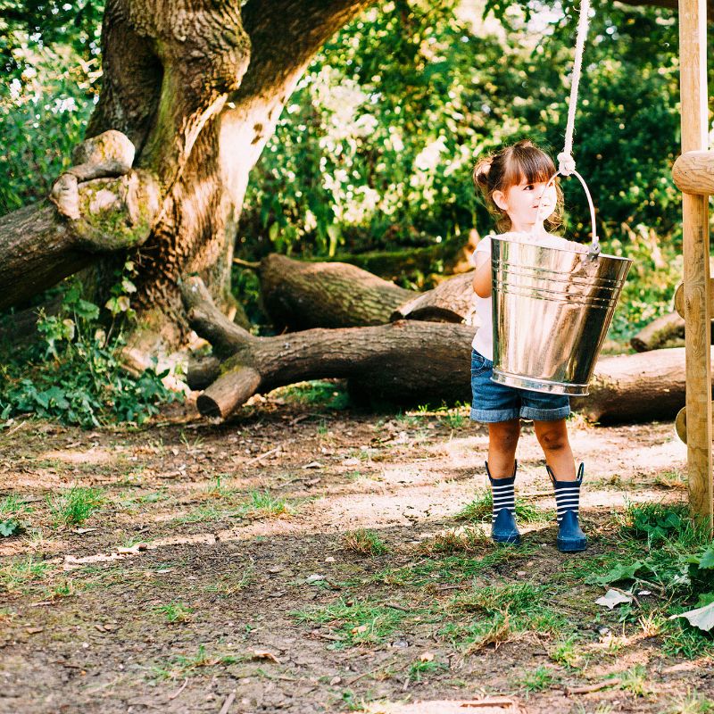 Hanging bucket attached to the treehouse