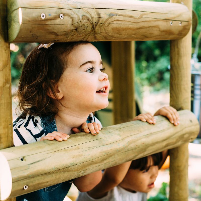 Discovery Woodland Treehouse kids under the steps
