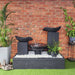 Double Wave Fountain Charcoal with pebbles and plants