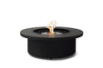 EcoSmart Fire Mimosa 40 Graphite Fire Pit Bowl with fire and stainless steel burner.