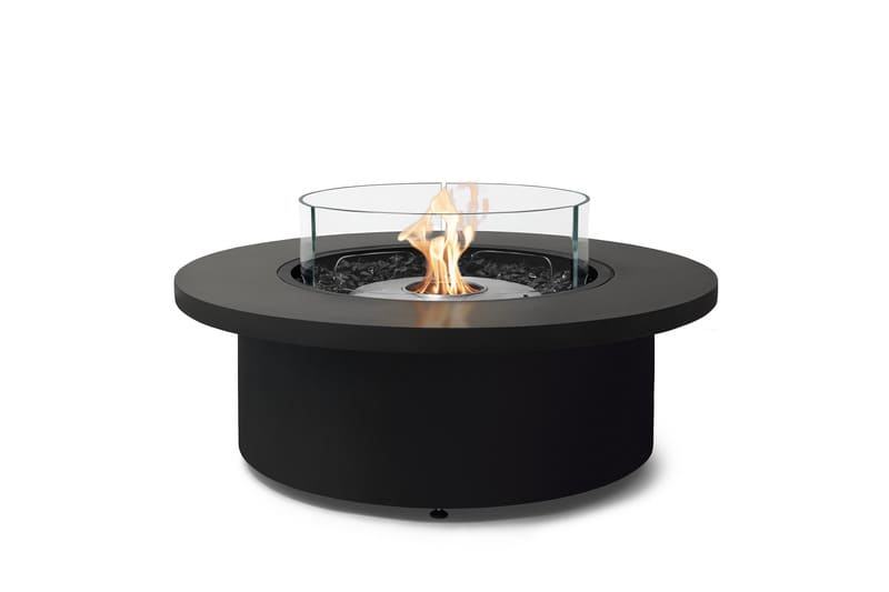 EcoSmart Fire Mimosa 40  Graphite Fire Pit Bowl - stainless steel burner with fire screen and fire. 