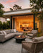 EcoSmart Fire Mimosa 40 Fire Table- natural variant closed set-up outside.