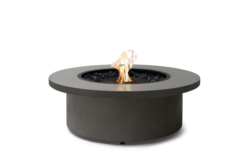 EcoSmart Fire Mimosa 40 Fire Pit  Natural Bowl with fire and black burner.