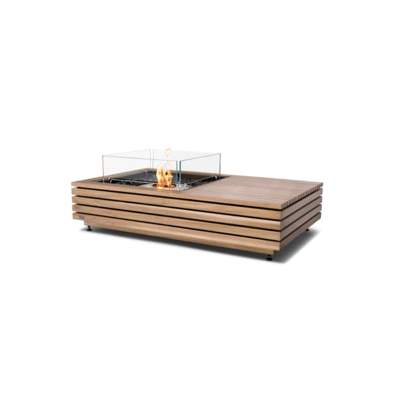 Ecosmart Fire Manhattan 50 Fire Table Teak with Glass screen