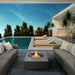 Ecosmart Fire Martini 50 Fire Table natural lounge beside the pool