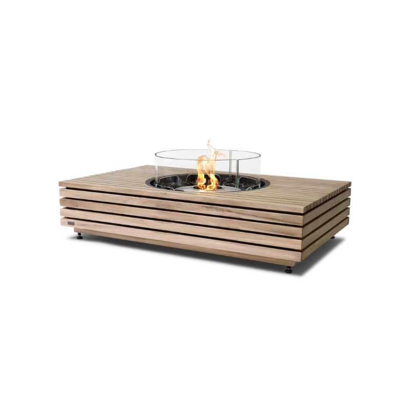 Ecosmart Fire Martini 50 Fire Table Teak with Glass Screen