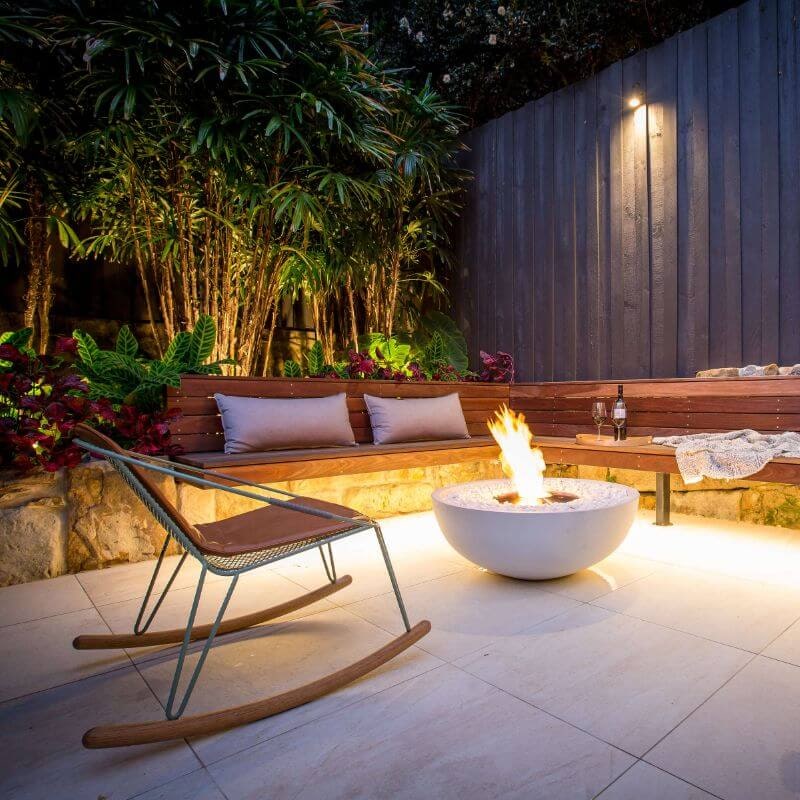 Ecosmart Fire Mix 850 Fire Pit Bone with Flame outdoor lounge