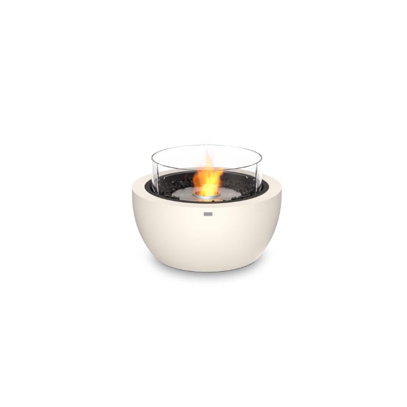 Ecosmart FirePod 30 Fire Pit Bowl Bone With Flame and Glass Screen