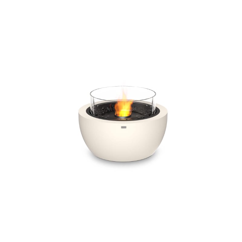 Ecosmart Fire Pod 30 Fire Pit Bowl Bone With Flame and Glass Screen