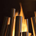 Ecosmart Fire Stix Fire Pit Stainless Steel Close up Top Angle with Fire