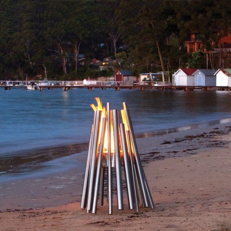 Ecosmart Fire Stix Fire pit stainless steel on the beach