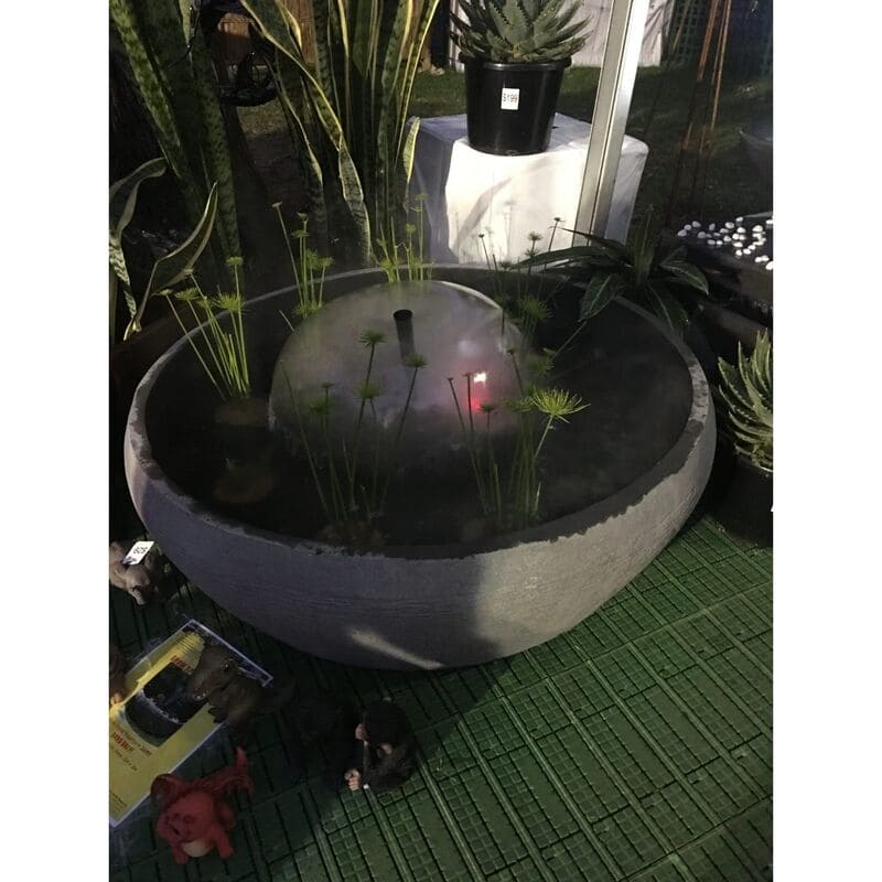 Fish Pond Fountain grey angle with lights