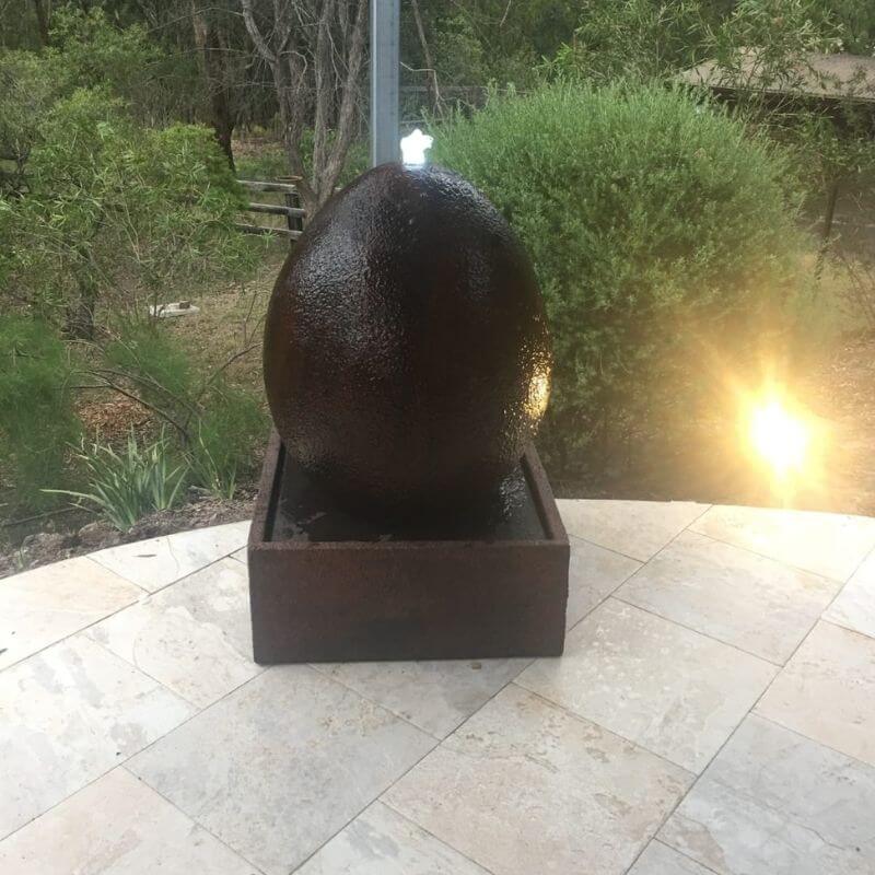 Galleria Imports Egg Fountain Charcoal with LED features and lights