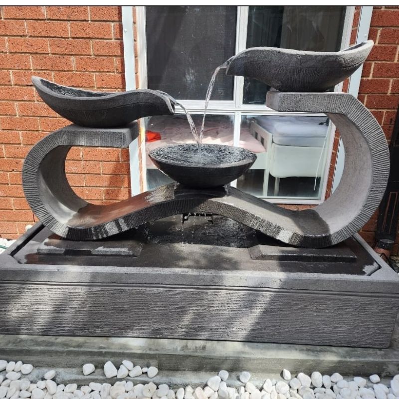 Galleria Imports Infinity Fountain Large in  Grey with stones