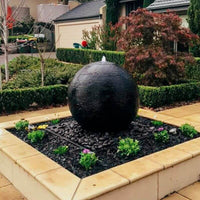 Galleria Imports Luna Ball Fountain Large Charcoal side view yard