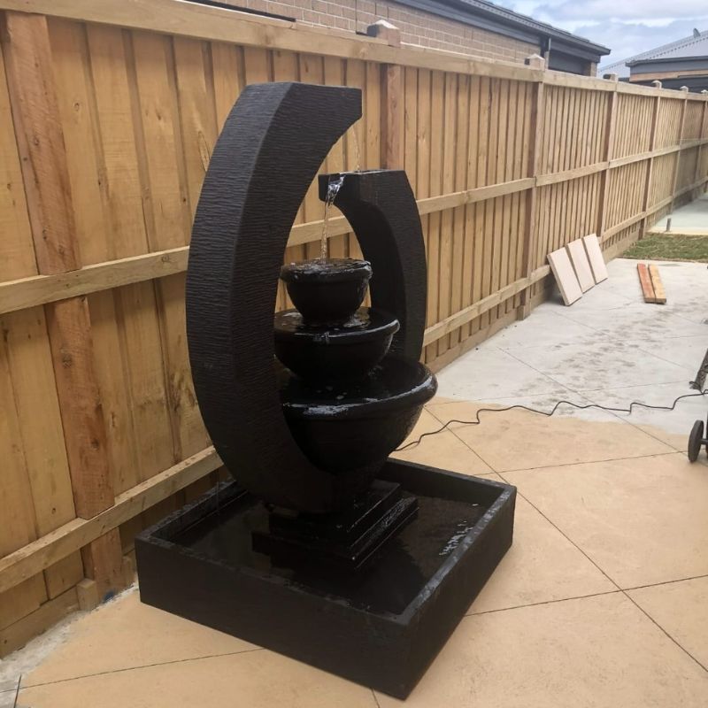 Galleria Imports Original Eclipse Fountain Large Charcoal Lifestyle angle
