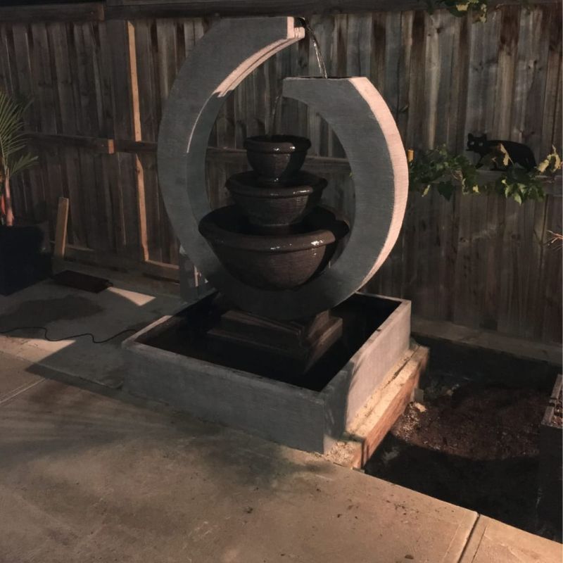 Galleria Imports Original Eclipse Fountain Large Grey side lawn