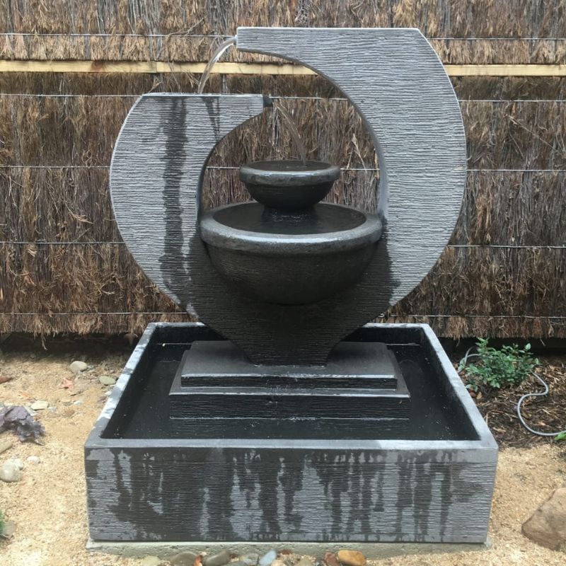Galleria Imports Original Eclipse Fountain Medium Grey backyard