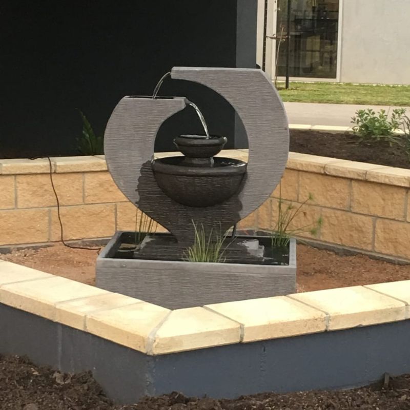 Galleria Imports Original Eclipse Fountain Medium Grey with plants