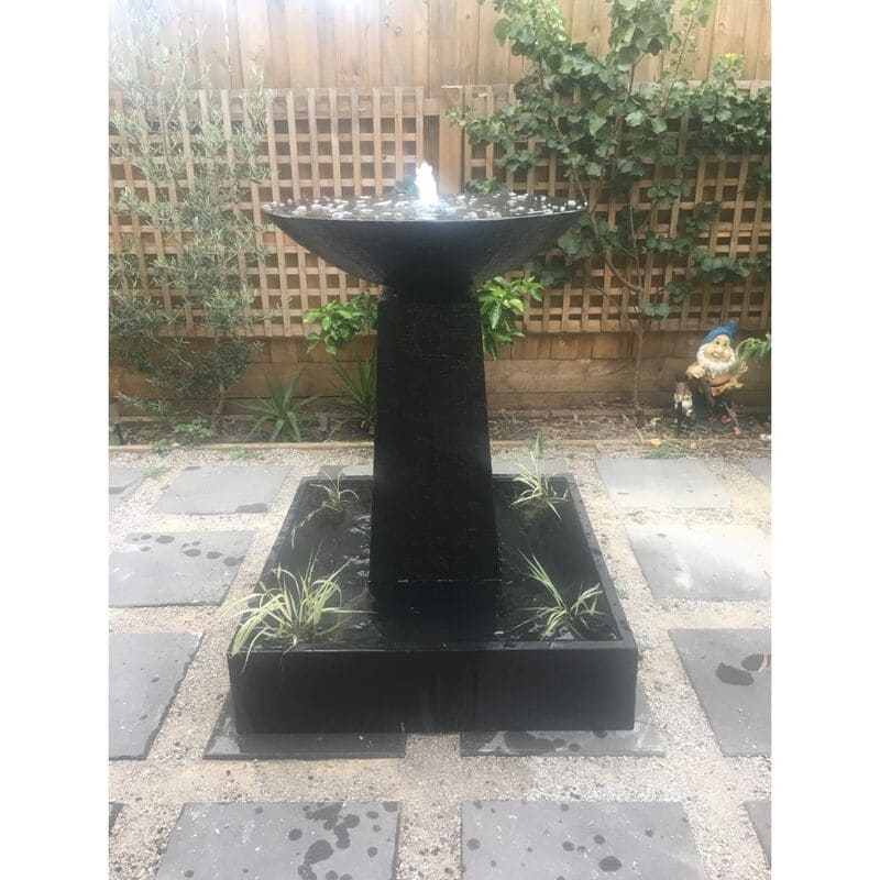 Galleria Imports Aquarius Fountain Large Charcoal with floating plants