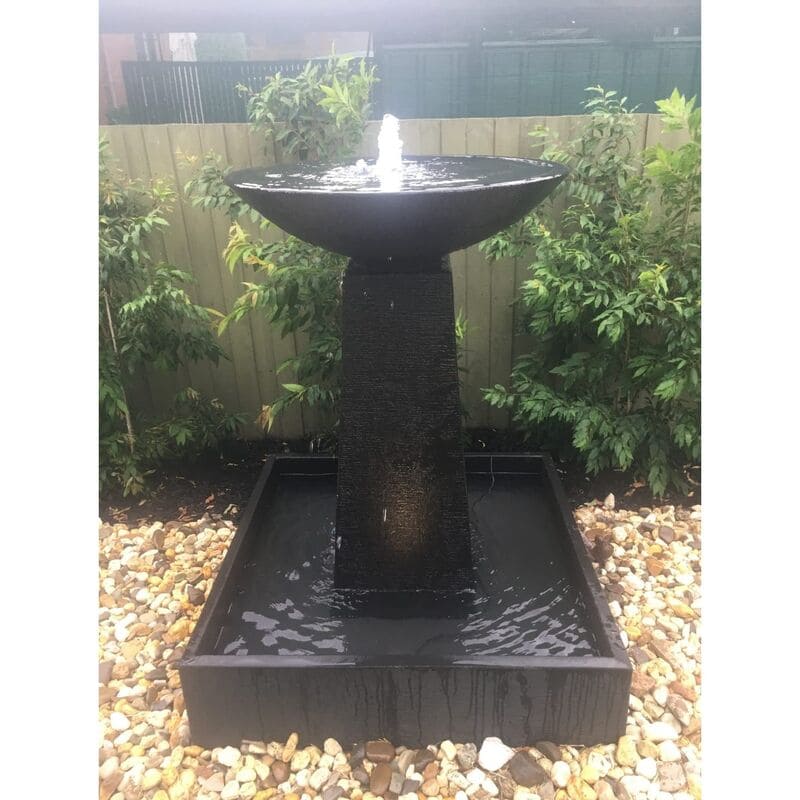 Galleria Imports Aquarius Fountain Large Charcoal with pebbles