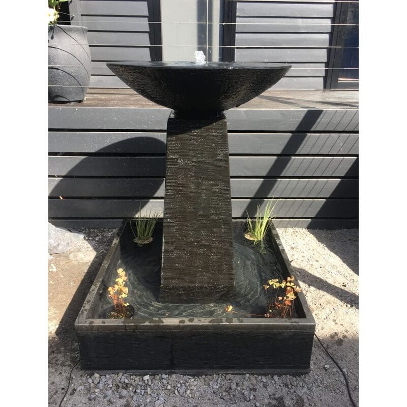 Galleria Imports Aquarius Fountain Large Charcoal with plants