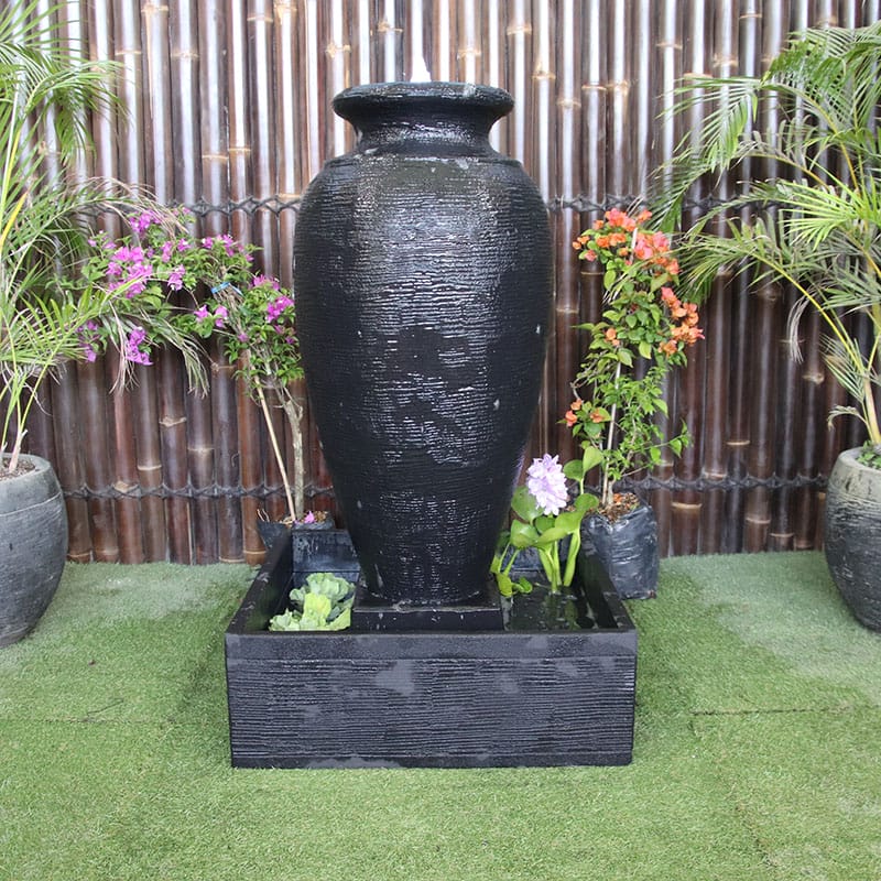 Galleria Amphora Water Fountain front view in Charcoal