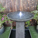 Grey Aquarius fountain top up close to see LED light and water