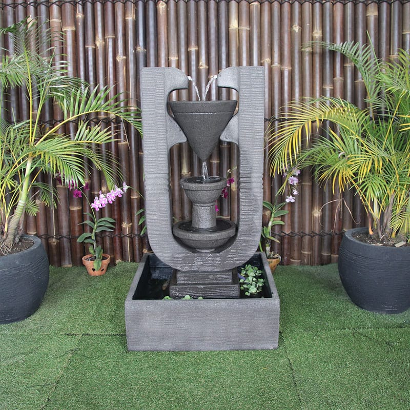 Grey Capri water fountain by Galleria Imports front view