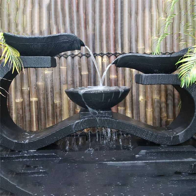 Galleria's Infinity fountain medium charcoal close up of top