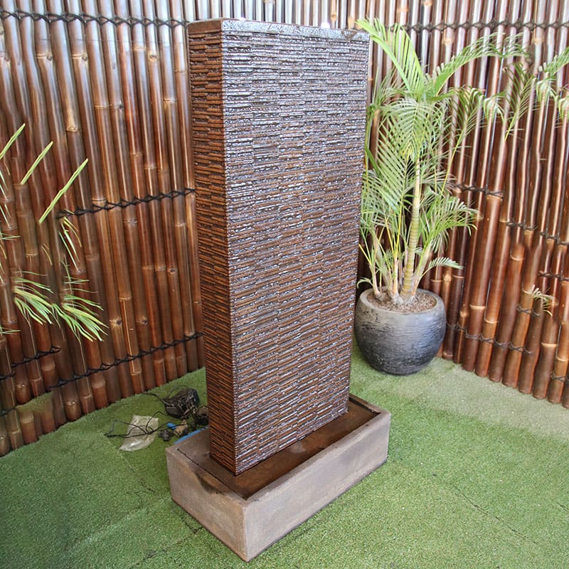 Galleria Imports Rectangle Ripple Fountain in rust left angle view