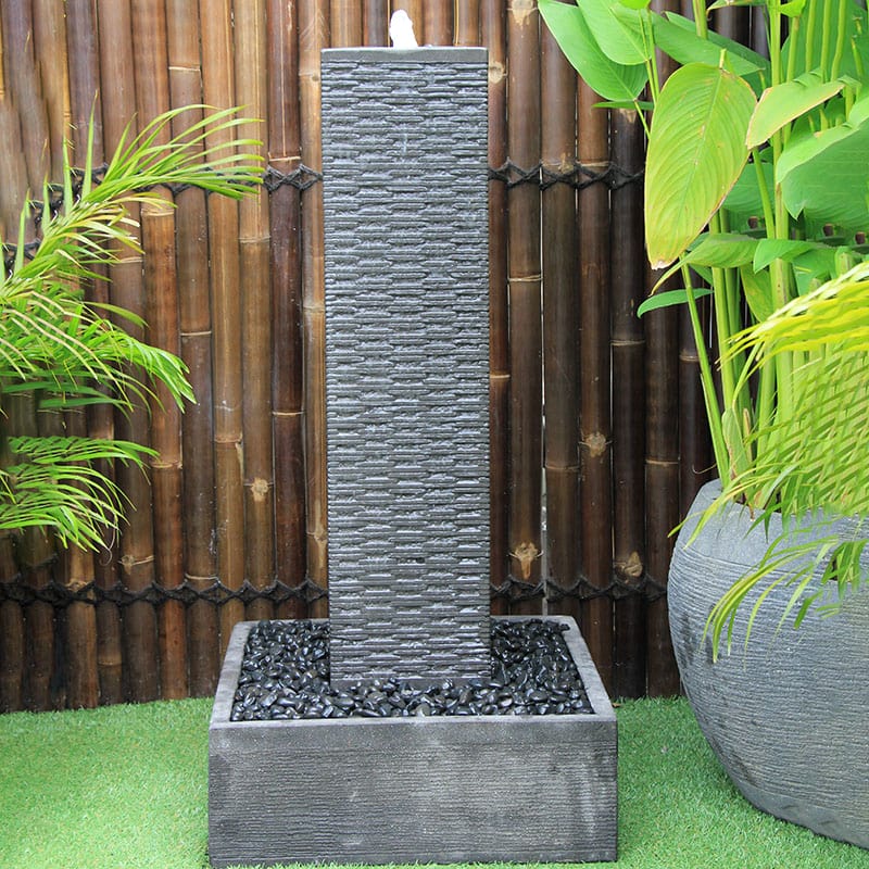 Galleria Imports Ripple Square Fountain in grey front view 