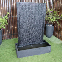 Galleria Ripple Wall Fountain side angle in charcoal