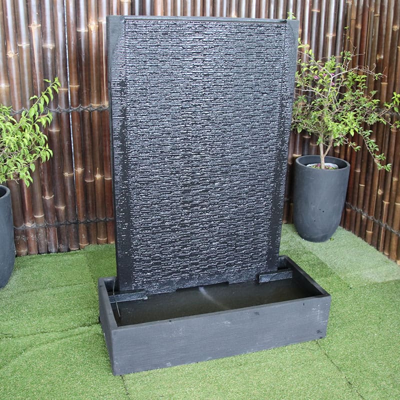 Galleria Ripple Wall Fountain side angle in charcoal