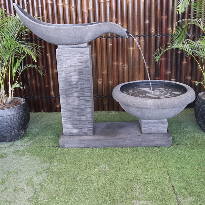 Single Wave Fountain by Galleria Imports in grey front view