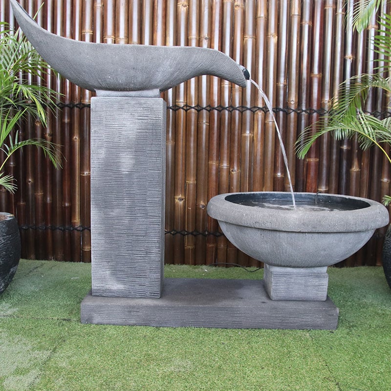 Single Wave Fountain by Galleria Imports in grey close up