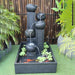 Streaming Pots Fountain by Galleria Imports in large charcoal front view with fish in the pond